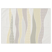 暖かいピンクイエローグリーン湾曲ストライプ抽象芸術波 テーブルクロス (正面(横))