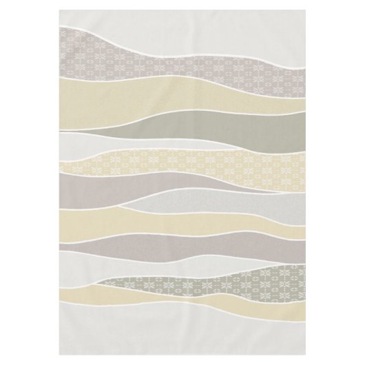 暖かいピンクイエローグリーン湾曲ストライプ抽象芸術波 テーブルクロス (正面)