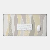 暖かいピンクイエローグリーン湾曲ストライプ抽象芸術波 デスクマット (キーボード&マウス)
