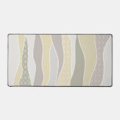暖かいピンクイエローグリーン湾曲ストライプ抽象芸術波 デスクマット (正面)