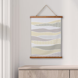 暖かいピンクイエローグリーン湾曲ストライプ抽象芸術波 吊り下げ型タペストリー