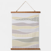 暖かいピンクイエローグリーン湾曲ストライプ抽象芸術波 吊り下げ型タペストリー (正面)