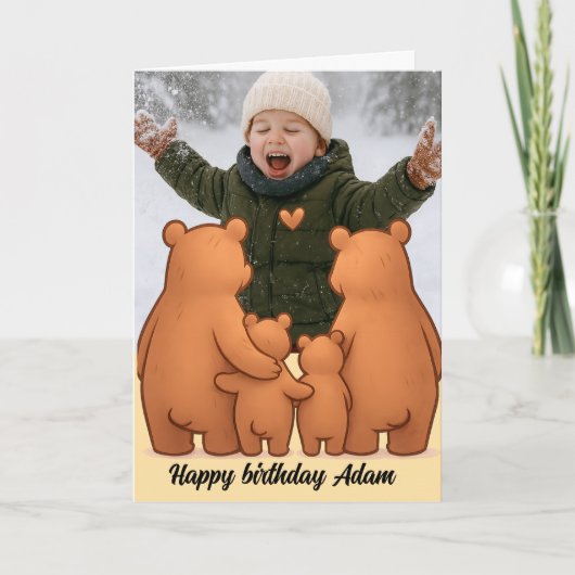 暖かいファミリーベアーズサンセットギフトカードデザイン カード (正面)