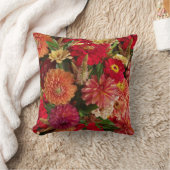 暖かいフローラと緑のリバーシブル装飾用クッション クッション (ブランケット)