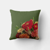 暖かいフローラと緑のリバーシブル装飾用クッション クッション (裏面)