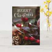 暖かいフローラ折り畳みクリスマスカード カード (黄色い花)