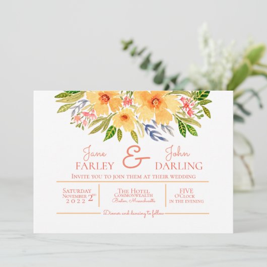 暖かいフローラ結婚式招待状 招待状 (スタンド正面)