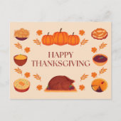 暖かいベージュと茶色の感謝祭 シーズンポストカード (正面)