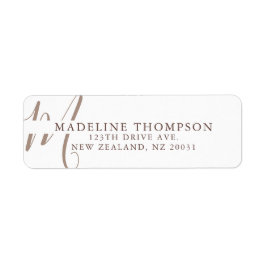 暖かいベージュのモノグラムのスクリプトアドレス ラベル