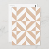 暖かいベージュ幾何デコキューブパターン ポストカード (正面/裏面)
