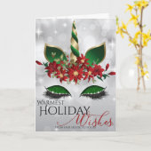 暖かいホリデーウィズマジカルユニコーン カード (黄色い花)