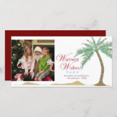暖かいホリデーウィッシュ、クリスマスビーチパームツリー シーズンカード (正面/裏面)