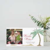 暖かいホリデーウィッシュ、クリスマスビーチパームツリー シーズンカード (スタンド正面)