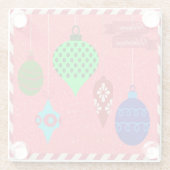 暖かいホリデーグリーティングレッドバックグラウンドスノーフレーク ガラスコースター (裏面)