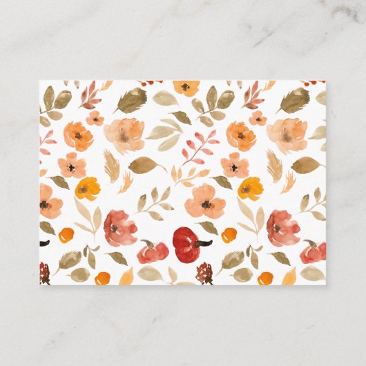 暖かいボホカンプキン秋ベビーシャワーおむつラッフル エンクロージャーカード (裏面)