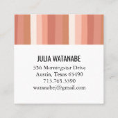 暖かいミニマ自然リストストライプズテラコッタクレイ スクエア名刺 (裏面)