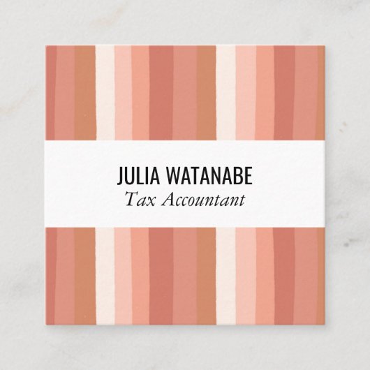 暖かいミニマ自然リストストライプズテラコッタクレイ スクエア名刺 (正面)