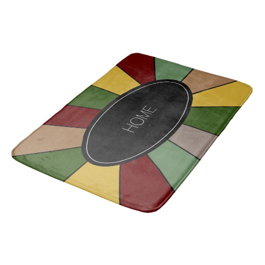 暖かいモザイクカラフルデザインオンブラック バスマット (アングル)