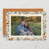 暖かいモダンフローラファミリーフォトクリスマスカード シーズンカード (正面/裏面)