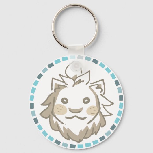 暖かいライオン&爽やか青タイル キーホルダー (正面)