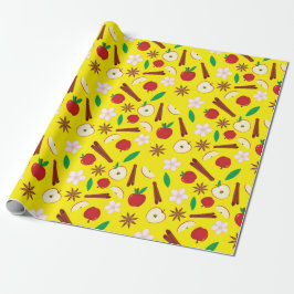 暖かいリンゴ、シナモンシームレス秋の感謝祭 ラッピングペーパー