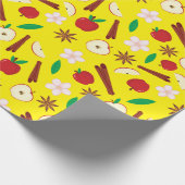 暖かいリンゴ、シナモンシームレス秋の感謝祭 ラッピングペーパー (角)