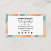 暖かいレインボー自然サンキューストライプソーシャルアイコン 名刺 (裏面)