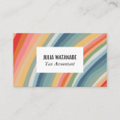 暖かいレインボー自然ミニマリストのストライプ手作り 名刺 (正面)