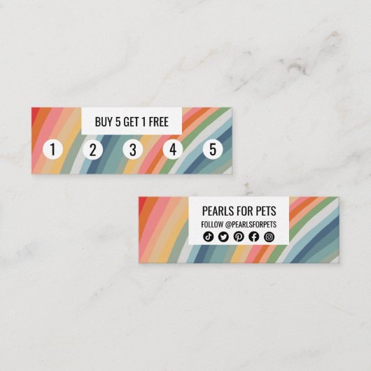 暖かいレインボー自然ミニマリスト手作りストライプ ロイヤリティカード (正面/裏面)