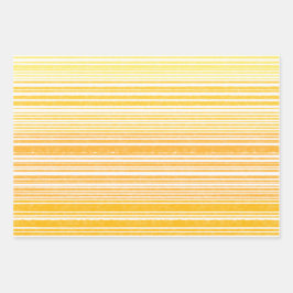 暖かいレトロ水の色のストライプでマスタードイエロー ラッピングペーパーシート