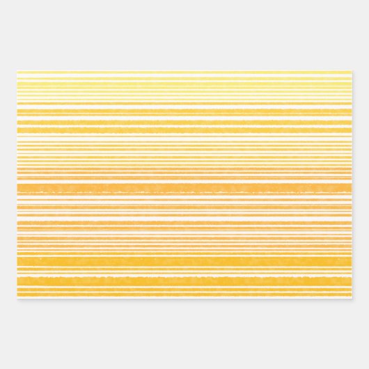 暖かいレトロ水の色のストライプでマスタードイエロー ラッピングペーパーシート (正面)
