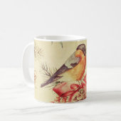 暖かいヴィンテージバードパインホリデーイラストレーション コーヒーマグカップ (正面左)