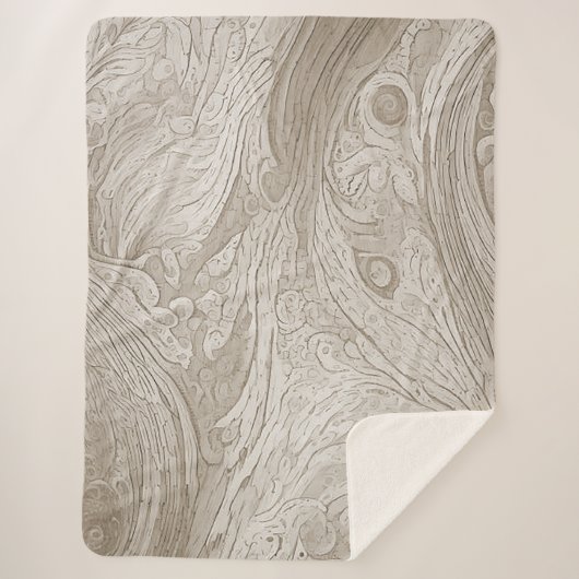 暖かいヴィンテージ古いウッドブランケインスパイアット シェルパブランケット (正面)