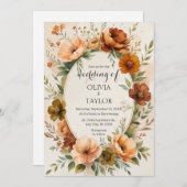 暖かいヴィンテージ結婚開花 招待状 (正面/裏面)