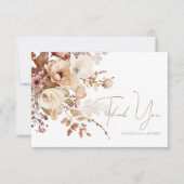 暖かい中性水色フローラサンキューノートカード サンキューカード (正面)