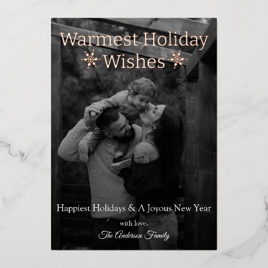 暖かい休日のウィズスノーフレーク写真フォイルカード 箔シーズンカード (正面)