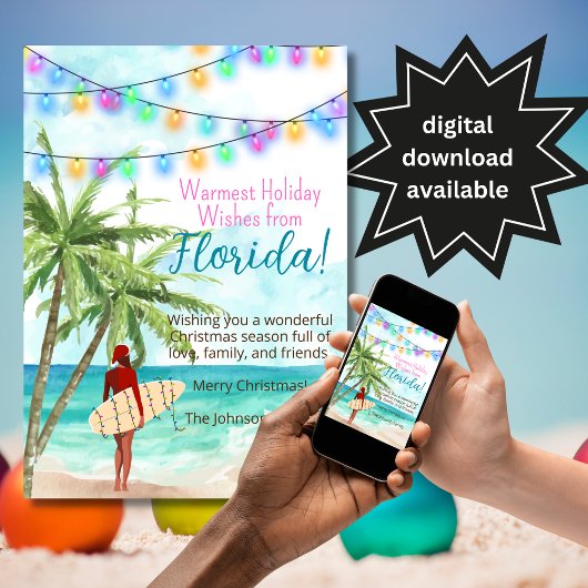 暖かい休日のウィズフロリダをテーマにしたクリスマスカード シーズンカード