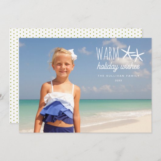 暖かい休日の希望クリスマスフォトグリーティング シーズンカード (正面/裏面)