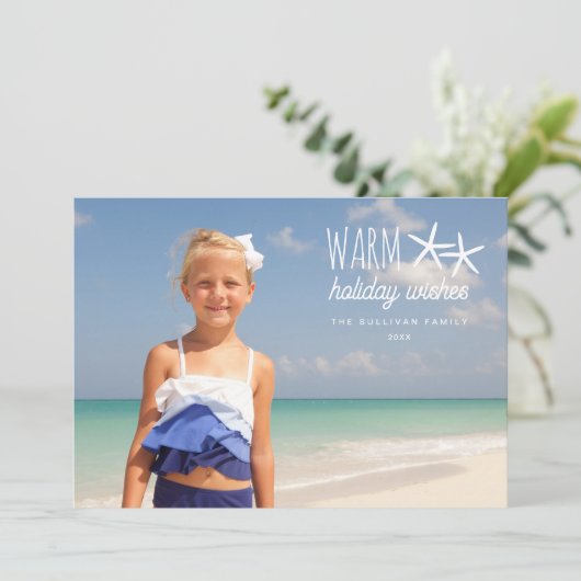 暖かい休日の希望クリスマスフォトグリーティング シーズンカード (スタンド正面)