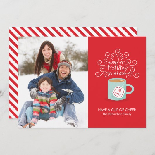 暖かい休日は休日の写真カードを望みます シーズンカード (正面/裏面)