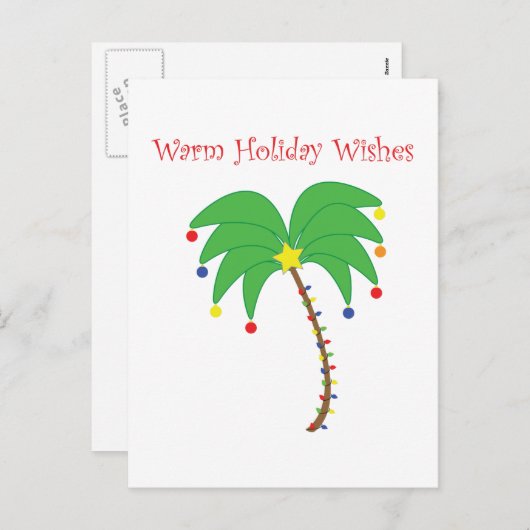 "暖かい休日"はヤシの木の郵便はがきを望みます シーズンポストカード (正面/裏面)