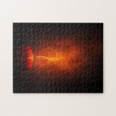 暖かい光を持つ赤キャンドル ジグソーパズル (横)