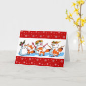 暖かい冬のかわいい漫画 カード (黄色い花)