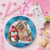 暖かい冬のウィズペンギン ペーパープレート (パーティー)