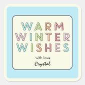 暖かい冬のウィズホリデーギフトラベルラベル スクエアシール (正面)