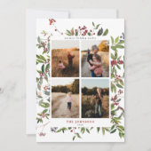 暖かい冬のベリーボタニカル4フォトホリデーカード シーズンカード (正面)