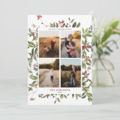 暖かい冬のベリーボタニカル4フォトホリデーカード シーズンカード (スタンド正面)