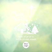 暖かい冬の願いのクリスマスロゴストア ウィンドウサイン (シート3)