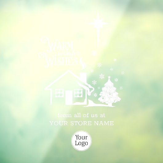 暖かい冬の願いのクリスマスロゴストア ウィンドウサイン (シート3)