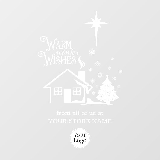 暖かい冬の願いのクリスマスロゴストア ウィンドウサイン (シート)